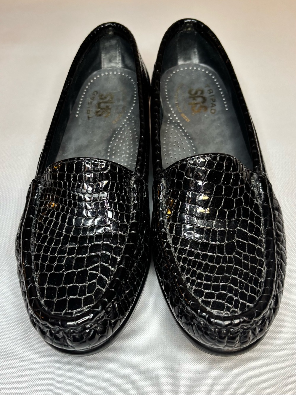SAS Simplify Black Croc Loafer M Comfort Preppy GrannyCore Comfort Corporate